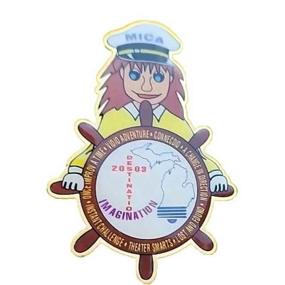 MI DI Pin Destination Imagination Pinback 2003 Captain Michigan OM201